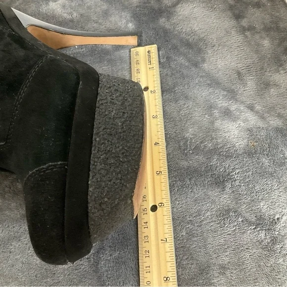 L.A.M.B Platform Suede Leather & Real Fur Booties Size 7.5 Gwen Stefani Booties